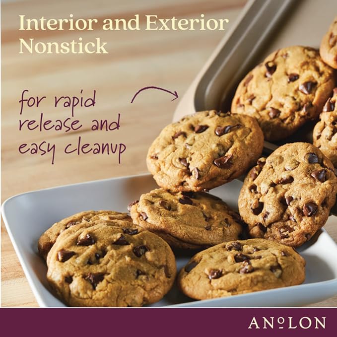 Anolon Advanced Nonstick Bakeware Round Layer Cake Pan Set with Silicone Grips, 2 Piece, Bronze