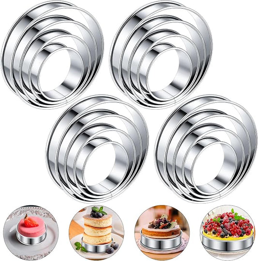 Boao 16 Pcs English Muffin Rings Nonstick Double Rolled Crumpet Rings Round Cookie Cutter Biscuit Cutters Double Rolled Tart Stainless Steel Round Muffin Tart Molds for Home Baking(2-5 Inch)