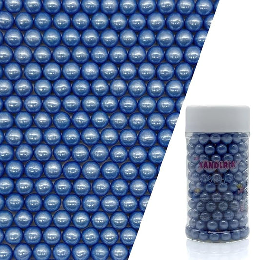 Edible Bright Blue Pearl Sugar Sprinkles Candy 7mm Mini Pearls Cake Decorations Cupcake Toppers Cookie Decorating Perfect for Wedding Party Valentine Halloween Christmas Supplies 3OZ