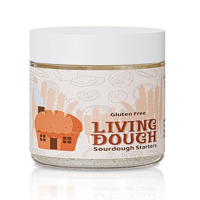 Living Dough - Gluten Free Sourdough Starter Culture - Active & Live Organic Sourdough Starter Gluten Free for Baking - For Artisan Bread, Pizza Dough, Waffles & More