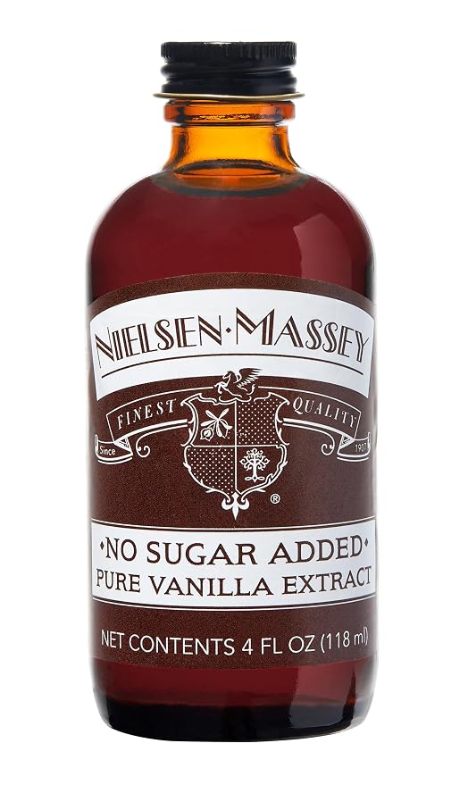 Nielsen-Massey No Sugar Added Pure Vanilla Extract for Baking and Cooking, 4 Ounce Bottle