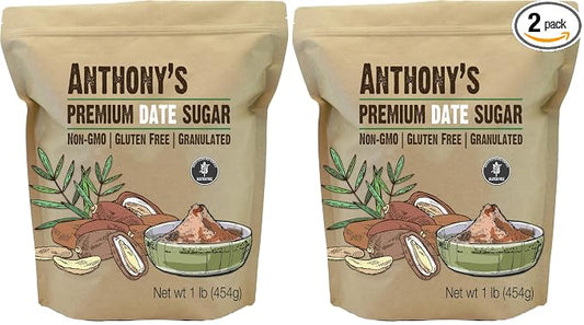 Anthony's Date Sugar, 1 lb, Gluten Free, Non GMO, Vegan, Granulated (Pack of 2)