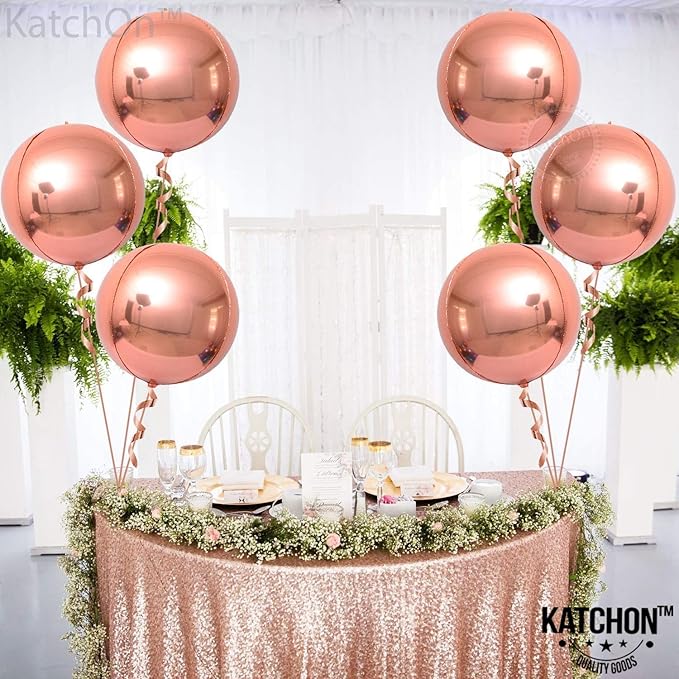 KatchOn, Rose Gold Balloons - 22 Inch, Pack of 6 | Rose Gold Foil Balloons for Bridal Shower Decorations | Mylar Balloon for Bachelorette, Anniversary, Birthday Party, 2026 Graduation Decorations