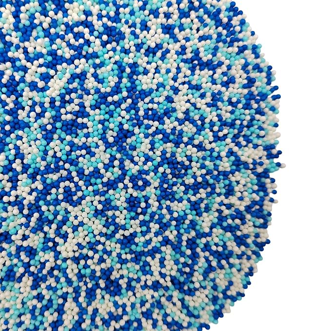 Homankit White and Blue Nonpareils Sprinkles Edible Cookie Decorations Mini Pearls for Decorating Cake, Baking, Cupcake Toppers, Ice Cream, Donuts 3.88 Ounce