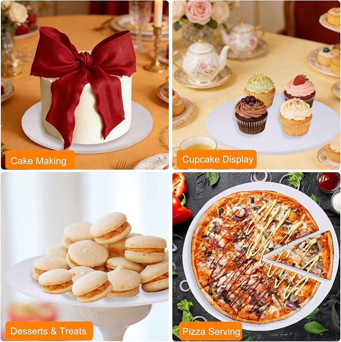 6 inch Round Cake Drum Boards, Dulinkas 1/4 Inch Thick White Corrugated Cardboard Cake Base Grease-Resistant Cake Boards for Multi-Layer Cakes, Weddings & Parties 2 Pack
