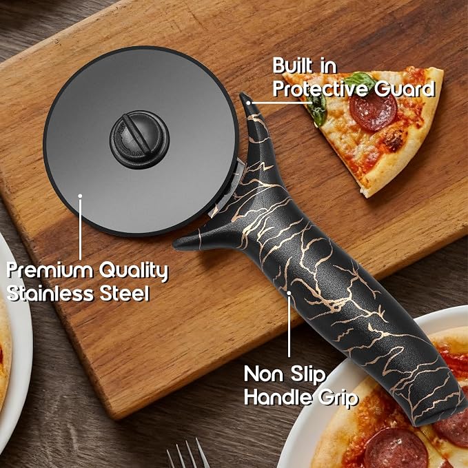 pizza cutter wheel with Removable and Washable Blade - Perfect for pizza Rolls, Pastry, Cheese, and cakes - Easy to Clean and Replace - Non-slip Grip for Smooth Cutting 8.47 Inches (Red)