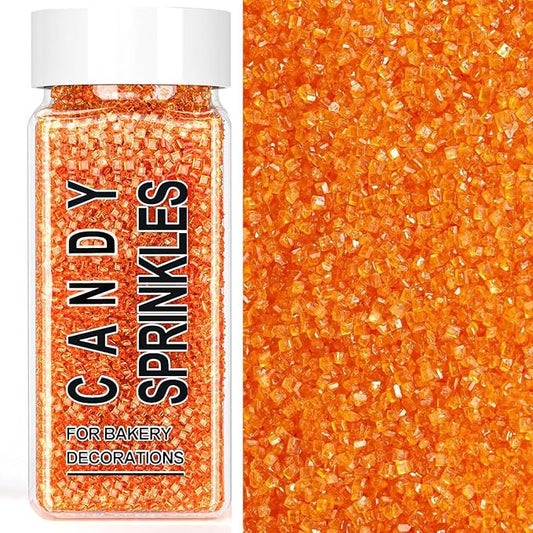 Orange Sanding Sugar Sprinkles, 4.6 oz Edible Sparkling Sugar Crystals for Baking Topping, Cupcakes, Cookies, Ice Cream & Cake Decorating, Wedding Party Halloween Thanksgiving Supplies