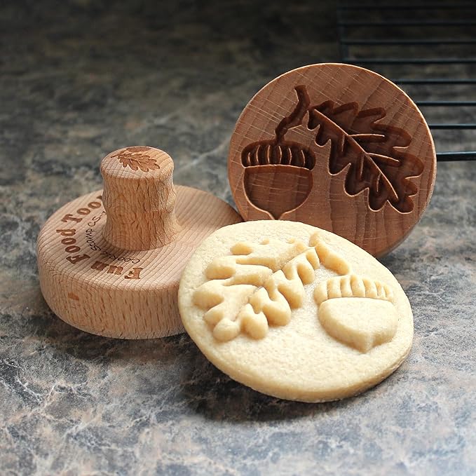Wood Cookie Stamp, 2.5 Inch (Acorn and Oak Leaf CS-150)