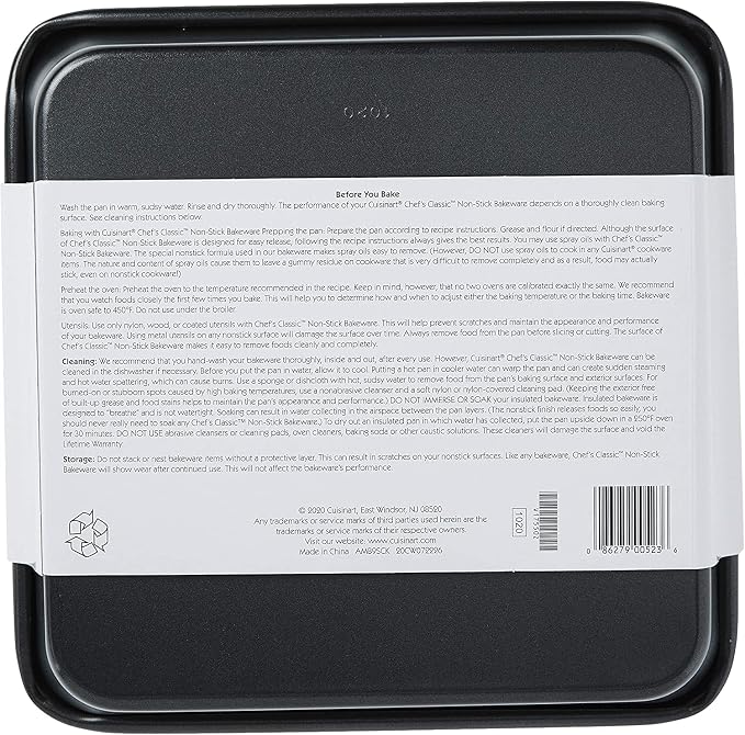 Cuisinart 9-Inch Chef's Classic Nonstick Bakeware Square Cake Pan, Silver