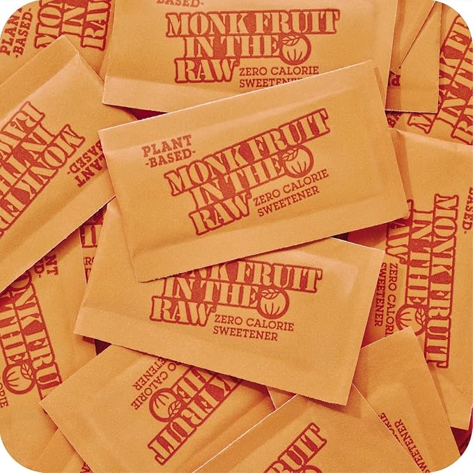 Monk Fruit In The Raw Sweetener Packets, 200 Ct, Keto Certified Monk Fruit Sweetener Packets, Zero Calories, Zero Net Carbs, Non-GMO Project Verified, Vega, Low Glycemic Index