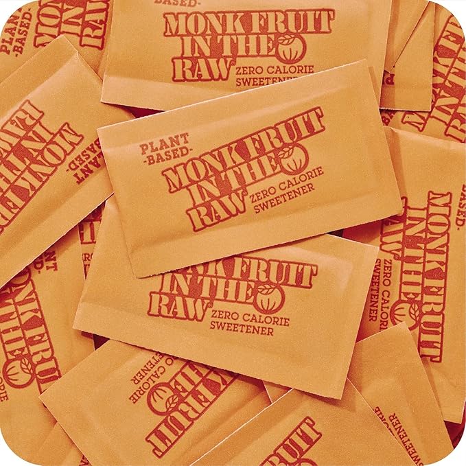 Monk Fruit In The Raw Sweetener Packets, 40 Ct, Keto Certified Monk Fruit Sweetener Packets, Zero Calories, Zero Net Carbs, Non-GMO Project Verified, Vega, Low Glycemic Index