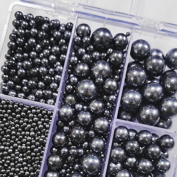 HeDeon&Rles Black Pearls Sprinkles for Baking Decorating 90g/3.17oz 4 Size Mix Edible Preals for Cake Cupcake Pancake Icing Decoration Graduation Halloween Supplies