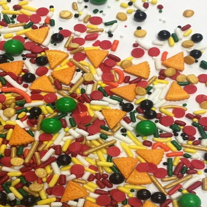 COOL MOM SPRINKLES Pizza Birthday Party Sprinkles (4 oz.) – Themed Sprinkles for Decorating Cakes, Cupcakes, Cookies & Desserts – Mixed in the USA/Gluten-Free