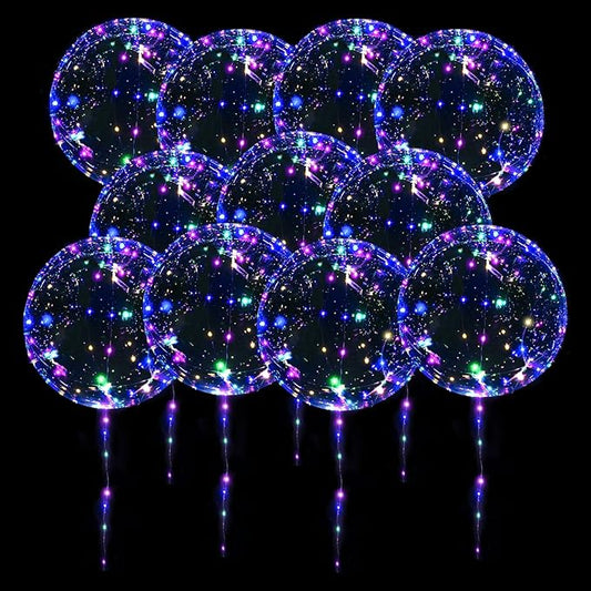 20 Pack Led Balloons Light Up with Colorful Led Lights | 24 Pcs with 20 Inch Transparent Balloons and 20 Led Lights | Perfect Supply for Glow Stick Party, Birthday Party, Wedding
