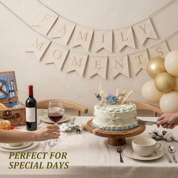 2026 Upgraded Cake Stand with Lid, 11.8 Inch Rotating Dessert Display Stand, Clear Acrylic Dome and Wooden Base, Cake Holder Serving Platter for Kitchen, Party, Wedding