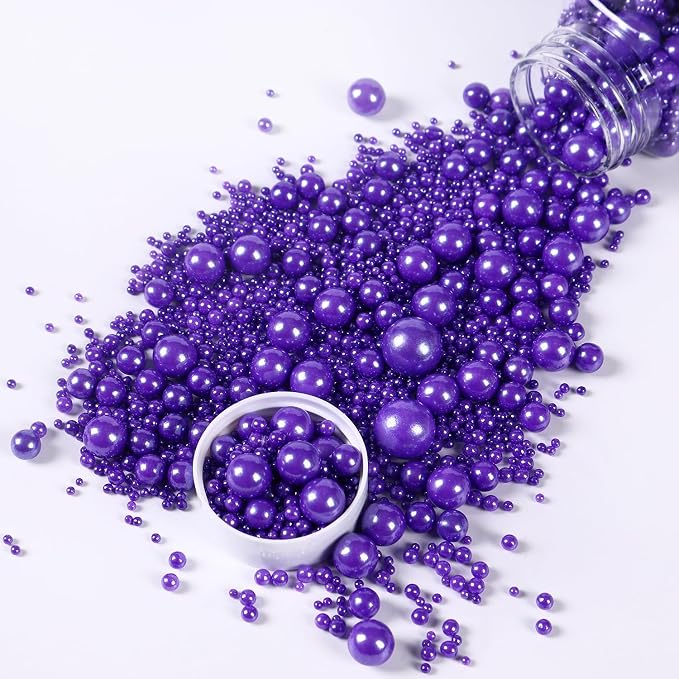 Purple Sprinkles for Cake Decorating, Edible Pearl Sprinkles for Cupcake Toppers Baking Decorations Cookie Lover Birthday Celebrations Wedding Shower Party, 4.05oz