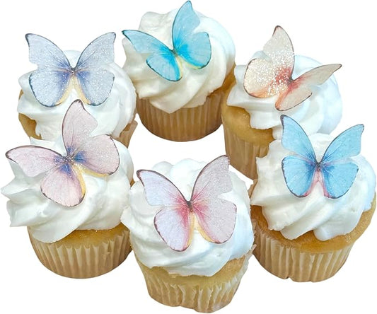 Edible Butterflies with Edible Glitter Kit - Wafer Paper Butterflies for Cakes - Cake Decorations - Cupcake Decorations - Cake Toppers (Variety Pack)