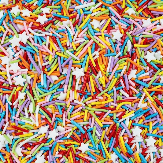 Rainbow Sprinkles White Star Sprinkles, 4.6oz Edible Jimmies Dot Sprinkles for Cakes Cupcakes Ice Cream Dessert