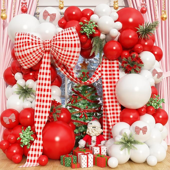 Red and White Balloon Arch Kit, Red and White Balloon Garland Kit, Red White Latex Balloons Different Sizes 18/12/10/5 inch for Bridal Shower Engagement Anniversary Bachelorette Party Decorations