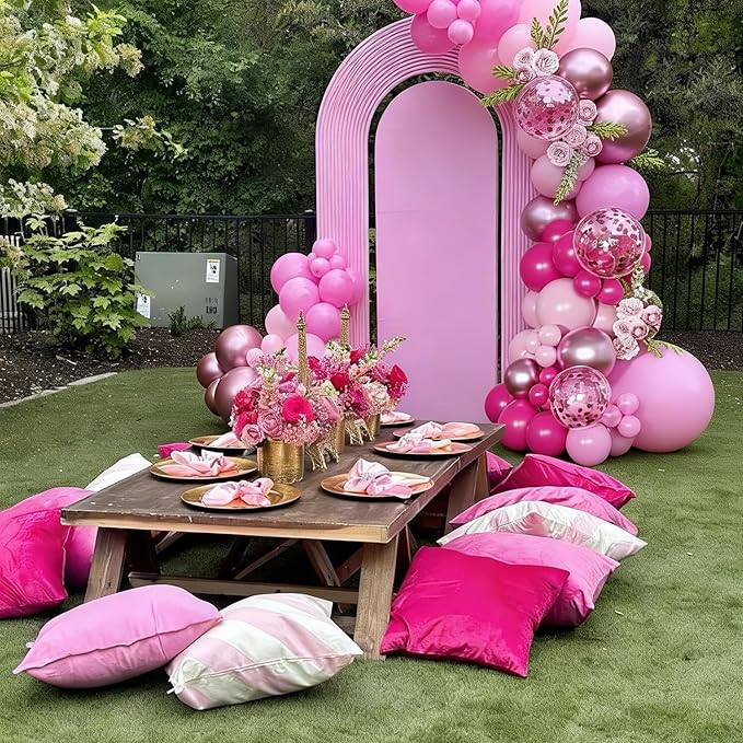 Pink Balloon Arch Kit, Hot Pink Balloons Garland Arch Kit Metallic Marcaron Pink Confetti Balloons for Bridal Shower Wedding Birthday Valentines Day Party Decorations