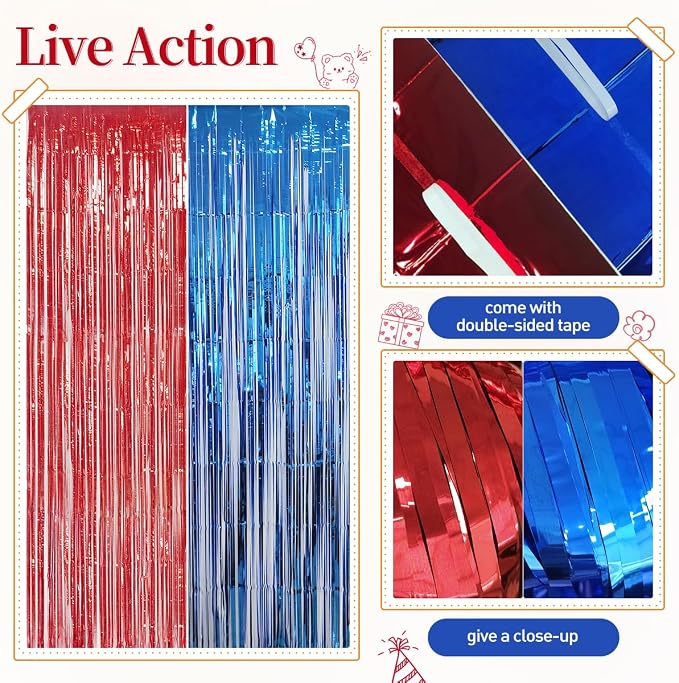 157Pcs Red White and Blue Balloons Garland Arch Kit with Fringe Curtain for 4th of July Memorial Veterans Day Patriotic Graduation Birthday Wedding Nautical Baseball Theme Party Decorations