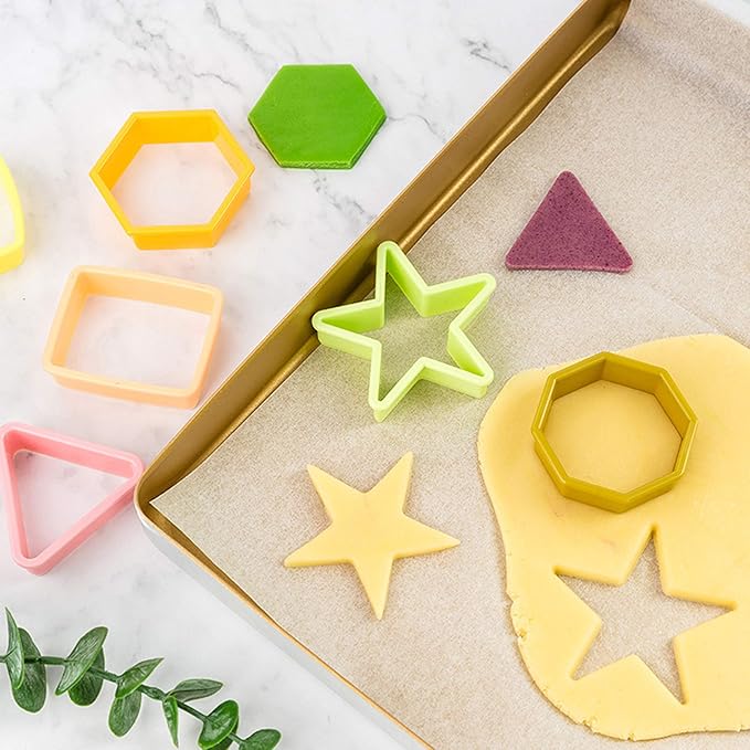 XIPEGPA 12PCS Color Plastic Cookie Cutters Heart Star Triangle for Vegetable Fruit Cutters