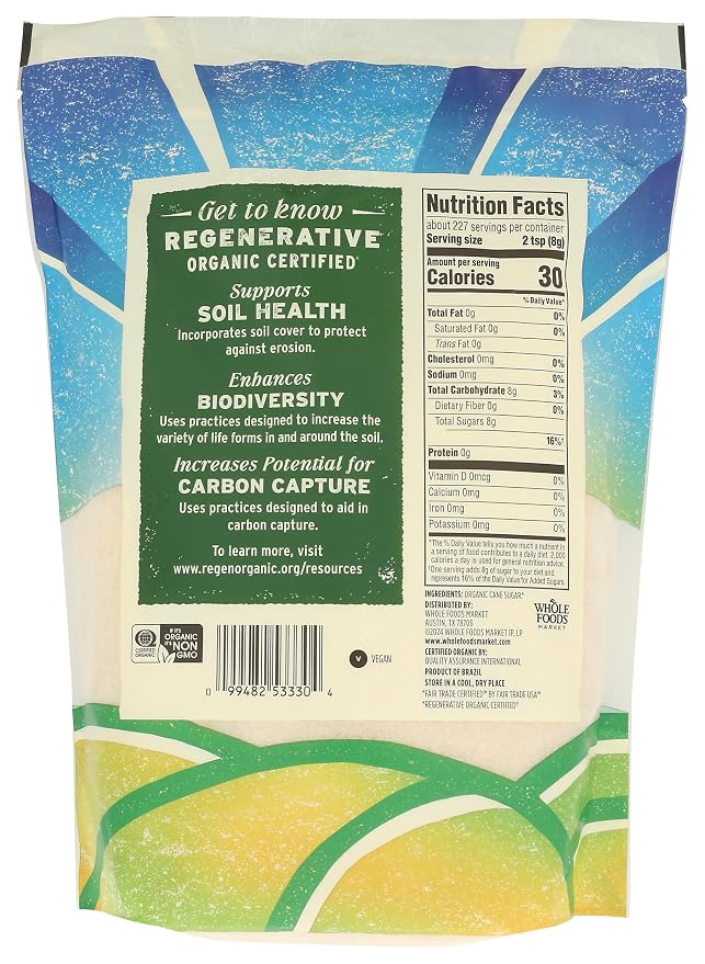 Whole Foods Market, Organic Cane Sugar, 64 Ounce