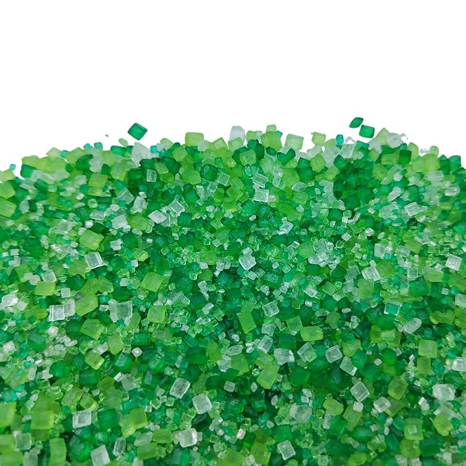 St. Patrick's Day Sprinkles Sugar Crystals for Cake Decorating, White Green Sprinkles Mix, Edible Large Crystals Sparkling Sugar for Baking, Birthday, Ice Cream, Cookies, Cake Decorations