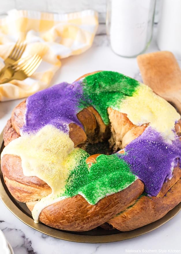 Edible Mardi Gras Sprinkles, Purple Yellow Green Gold Medium Decorative Sanding Sugar for Cake Decorating, Baking, Ice Cream, Cookies, Cupcake Topper Decorations, 7.4oz