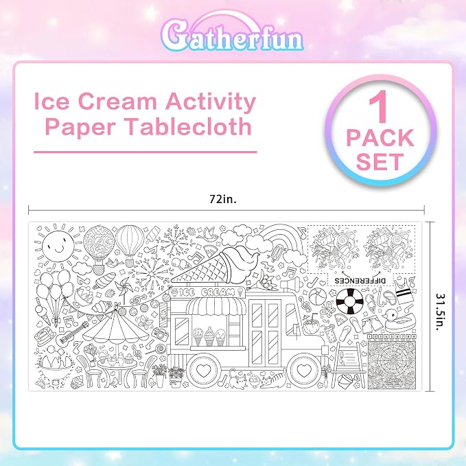 Gatherfun Giant Coloring Poster for Classroom Wall - Versatile 31.5 x 72 Inches SUMMER Activity Poster/Table Cover, School Parties, SUMMER Birthday Party and Special Events Decoration