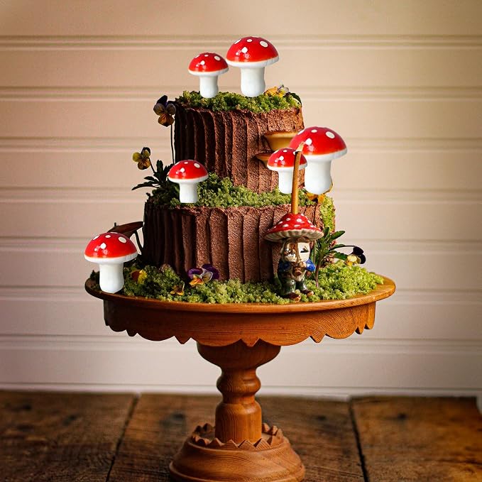 Gyufise 30Pcs Mushroom Cake Decorations Red Mini Mushroom Toothpicks Mushroom Cupcake Toppers Mushroom Cake Picks for Birthday Baby Shower Party Micro Landscape Decorations