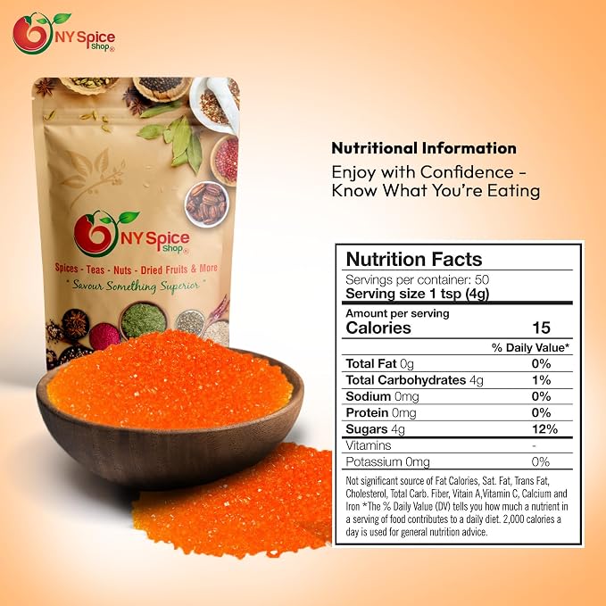 NY Spice Shop Orange Sanding Sugar - 8 Ounce Sweet Edible Sprinkles for Party Decoration, Cakes, Cupcakes, Cookies Toppings & Dessert Dishes - Colorful Sugar Sprinkles for Party Favors & Baking Treats