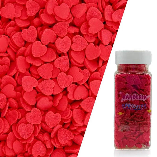 Red Heart Confetti Sprinkles Edible Heart Cake Decorating Cake Decorations Cupcake Toppers Cookie Decorating Perfect for Cakes, Cupcakes, Desserts Toppings 3OZ