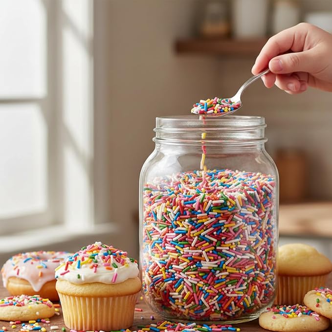 Sarah's Candy Factory Rainbow Assorted Colorful Sprinkles Bulk 2.2 Pounds | Kosher Holiday Jimmies - Assorted for Baking Toppings for Cookies, Cakes, Cupcakes, and More in Bag