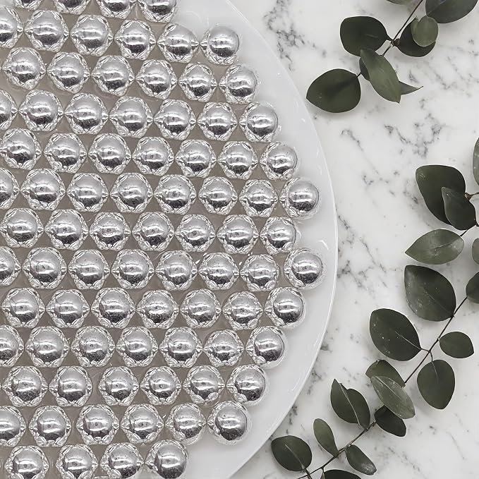 10mm Edible Silver Pearl Sugar Sprinkles Candy Mini Pearls Cake Decorations Cupcake Toppers Cookie Decorating Perfect for Wedding Party Valentine Halloween Christmas Supplies 3OZ