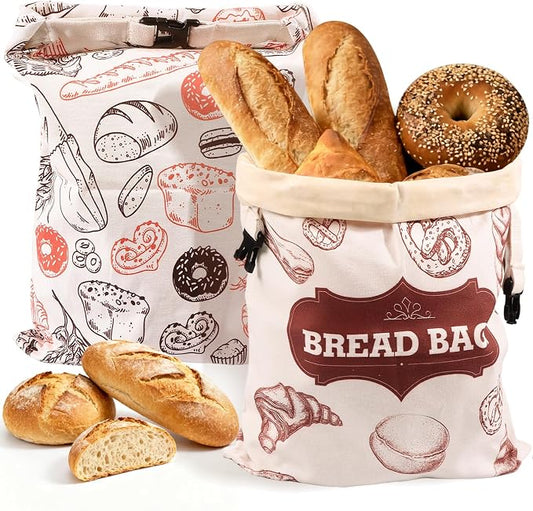 Beeswax Bread Bags，Extra Large 2 Pack- 17"×13" Reusable Sourdough Bread Bags for Homemade Bread