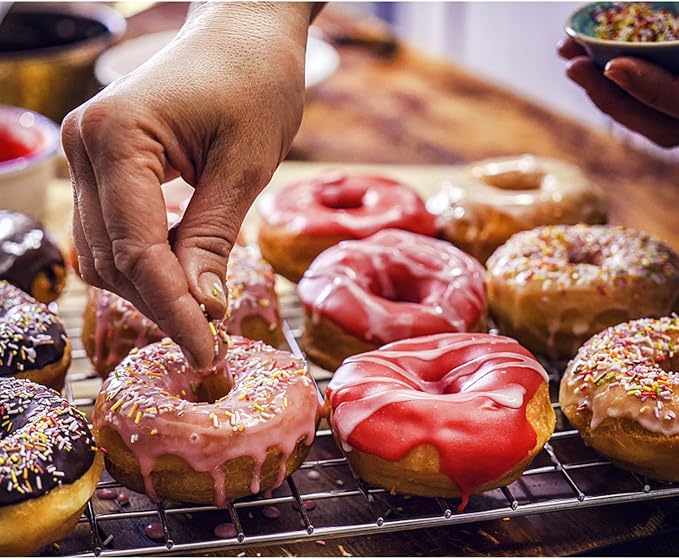 2-Pack Donut Pan Set, Messar Silicone Doughnuts Tin Baking Tray Maker Pan, Non-Stick Cake Mold, Easy to Bake Full Size Perfect Shaped Donuts to Sweeten Your "Hole" Day (Light purple & Rose red)