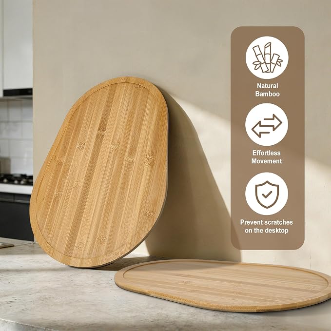Mixer Slider Mat for KitchenAid 5-8 Qt Bowl Lift Stand Mixers, Bamboo Moving Tray Storage Organizer for Kitchen Countertop Accessories and Attachments (Bamboo, 5-8 Qt)