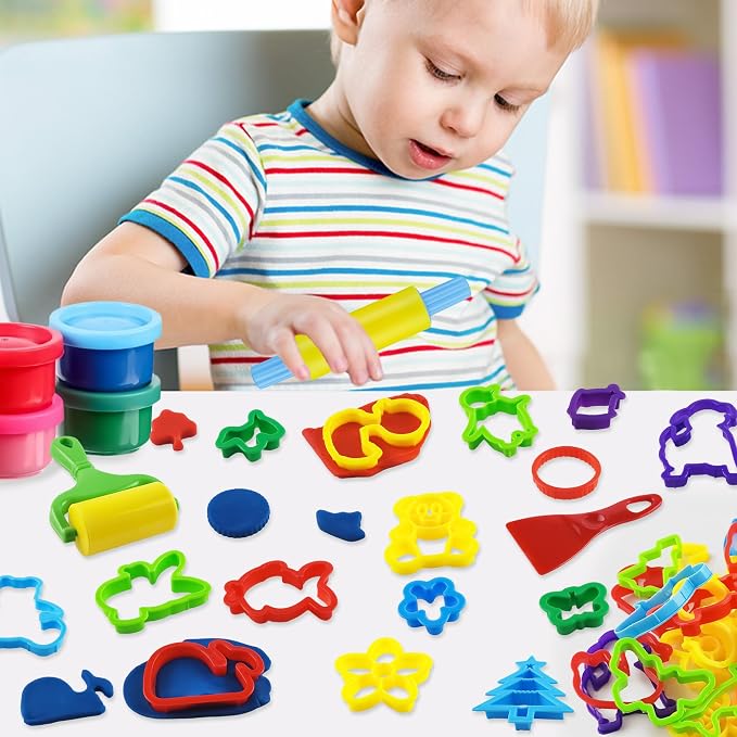 Dough Tools with 40 pcs Plastic Dough Cutters Animal Shapes, 3 pcs Basic Dough Tools