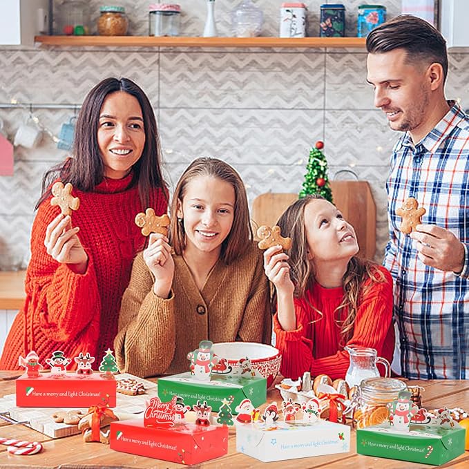 LOKIPA Christmas Bakery Boxes, 18 Pieces 3 Styles Christmas Cookie Candy Treat Boxes with Window for Xmas Party Favor Pastries, Cupcakes, Cookies, Donuts, Gift Wrapping