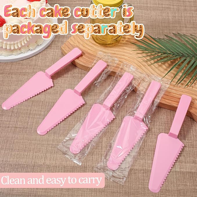 6 Pcs Plastic Cake Knife, 9.1inch Plastic Cake Cutter, Plastics Pizza Cutters for Wedding Party, Pie, Pastry Slicer Serving Utensils for Kitchen