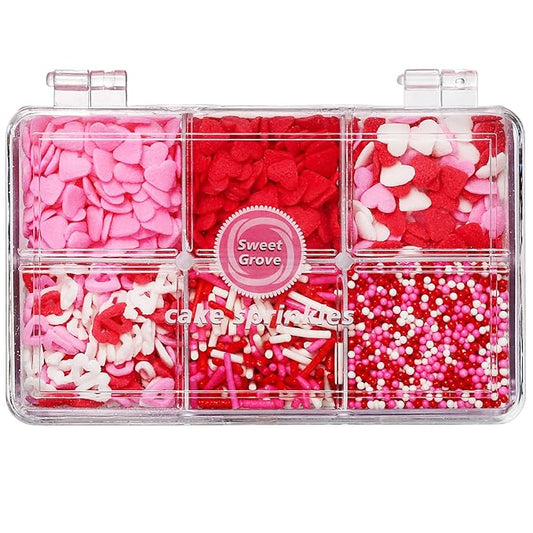 Valentines Sprinkles, 6.53oz Red Pink Heart Sprinkles for Cake Decorating, Edible Hearts for Baking, Ice Cream, Cookies, Cupcake Topper