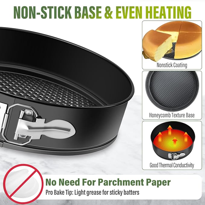 Vakoo 10 Inch Springform Pan - Nonstick, Leakproof Cheesecake Pan for Baking, Easy Release, No Parchment Paper Needed