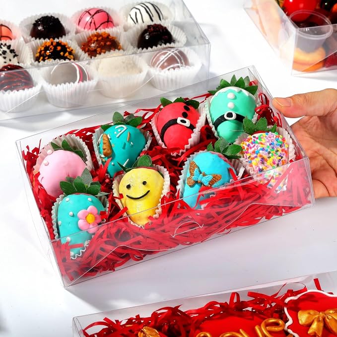 20Pack 8x5x2Inches Full Clear Cookies Boxes Bakery Boxes Strawberries Boxes Chocolate Bomb Cakesickle Mini Cake Cinnamon Roll Box