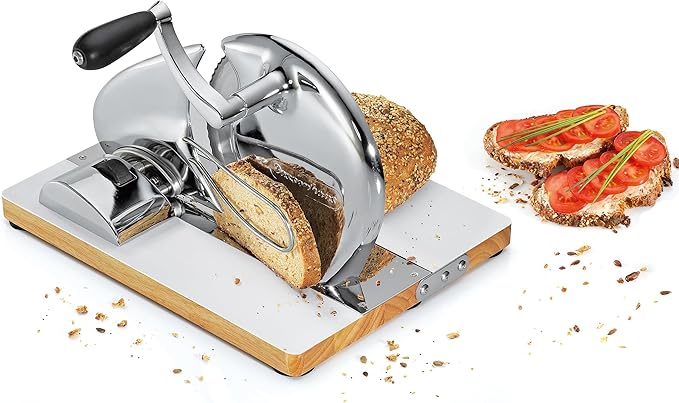 Zassenhaus Vintage Manual Adjustable Bread Slicer for Uniform Slices - Bread Slicer for Homemade Bread - 18/8 Stainless Steel Blade Sourdough Cutter - Stainless Steel 13.4" x 10.24" x 8.27"