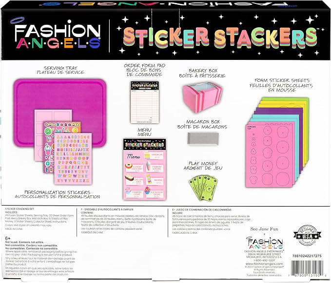 Fashion Angels Bakery Sweets Sticker Stackers, Foam Sticker Stacking Set with 3D Modeling, Includes Play & Pretend Food Stackable Stickers, Craft Activity Kit for Kids