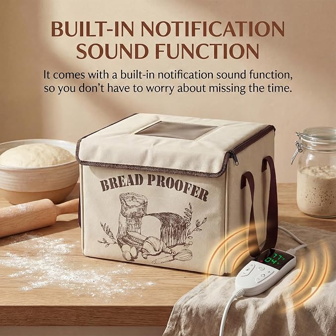 Extra Large Bread Proofer & Dough Proofing Box, Folding Sourdough Proofer with 3-Sided Heating, 50-130°F Temp Control, 24H Timer for Bread, Pizza Dough, Yogurt & Seed Starting