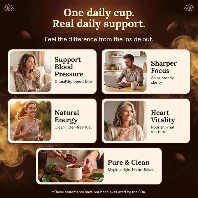 Maia Ceremonial Cacao | Super Cacao | High Flavanols | Supports Healthy Blood Pressure, Cardiovascular Wellness | Theobromine | 30 Servings (Pack Of 2)