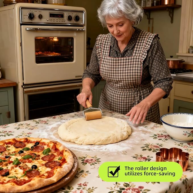 Pizza Rolling Pin, Small Rolling Pin, Non-Stick Wooden Dough Roller for Pizza Cookie Dumpling Ideal Baking Tools