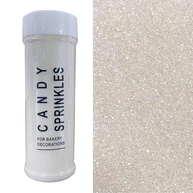 PhilaeEC White Sanding Sugar Edible Sparkling Crystals for Baking Cake Decoration Cookie Ice Cream Cupcake Toppers Wedding Party Valentines Halloween Christmas Supplies 5oz